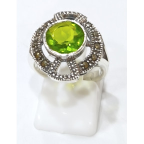Bague Péridot et Marcassite Argent 925 Taille 55
