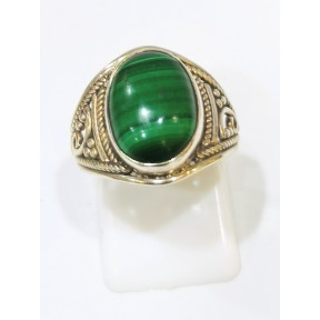 Bague Malachite Argent 925 Cabochon Taille 59 Modèle Homme