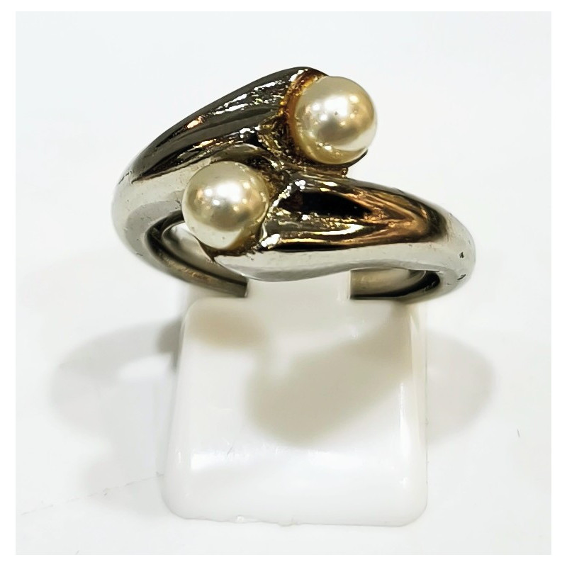 Bague Perle d'Eau Douce Acier Inox Taille réglable 47 à 52