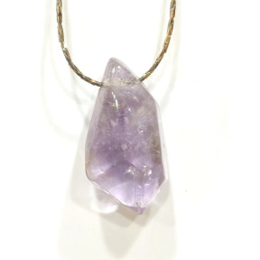 Pendentif Améthyste Brute avec Chaîne Acier Inox 52 + 5 cm