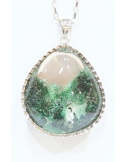 Pendentif Quartz Chlorite avec Chaîne Acier Inox 44 cm