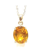 Pendentif Citrine Facettée avec Chaîne 44cm Argent 925