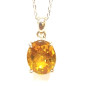 Pendentif Citrine Facettée avec Chaîne 44cm Argent 925