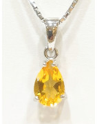 Pendentif Citrine Facettée avec Chaîne 42 cm Argent 925