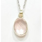 Pendentif Quartz Rose Facetté avec Chaîne 44 cm Argent 925