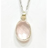 Pendentif Quartz Rose Facetté avec Chaîne 44 cm Argent 925