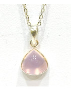 Pendentif Quartz Rose Facetté avec Chaîne 44 cm Argent 925