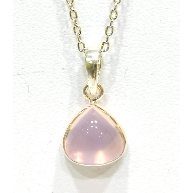 Pendentif Quartz Rose Facetté avec Chaîne 44 cm Argent 925