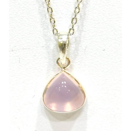Pendentif Quartz Rose Facetté avec Chaîne 44 cm Argent 925