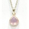 Pendentif Quartz Rose Facetté avec Chaîne 44 cm Argent 925