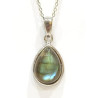 Pendentif Labradorite Goutte avec Chaîne 44 cm Argent 925