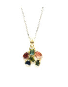 Pendentif Topaze Impériale Rose Grenat et Tourmaline Multicolore avec Chaîne 44 cm Argent 925