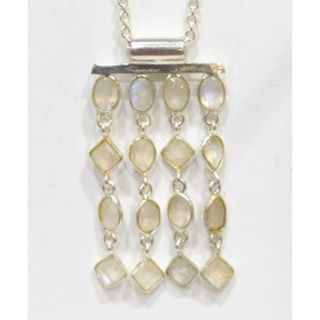 Pendentif Pierre de Lune et Chaîne 50 cm Argent 925