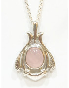 Pendentif Quartz Rose et Chaîne 50 cm Argent 925