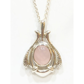 Pendentif Quartz Rose et Chaîne 50 cm Argent 925