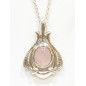 Pendentif Quartz Rose et Chaîne 50 cm Argent 925