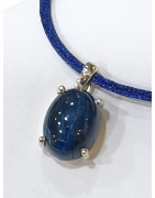 Pendentif Apatite Œil de Chat avec Cordon Bleu Réglable