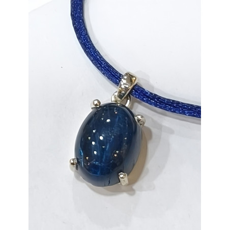Pendentif Apatite Œil de Chat avec Cordon Bleu Réglable