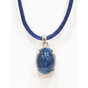 Pendentif Apatite Œil de Chat avec Cordon Bleu Réglable