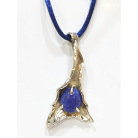 Pendentif Lapis-Lazuli Argent 925 avec Cordon Bleu Réglable