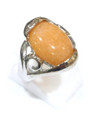 Bague Aventurine Orange Acier Inox Taille 57
