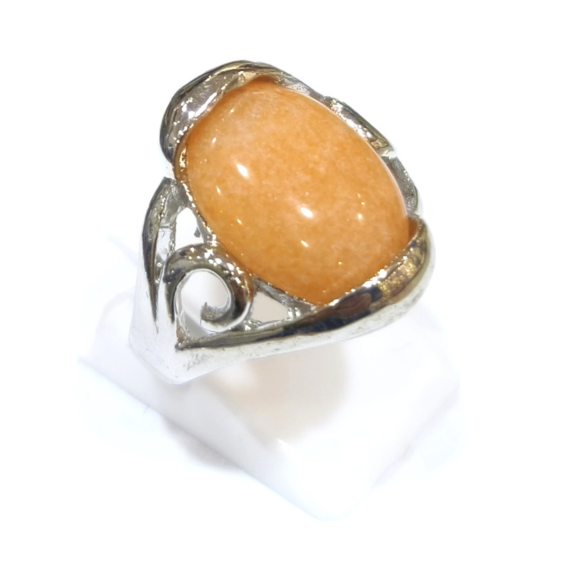 Bague Aventurine Orange Acier Inox Taille 57