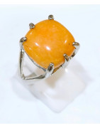 Bague Aventurine Orange Acier Inox Taille 58
