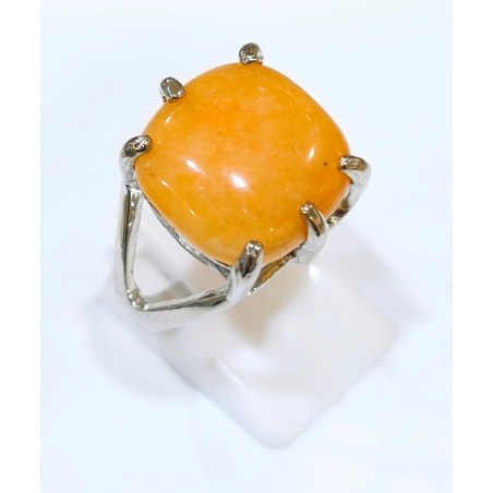 Bague Aventurine Orange Acier Inox Taille 58