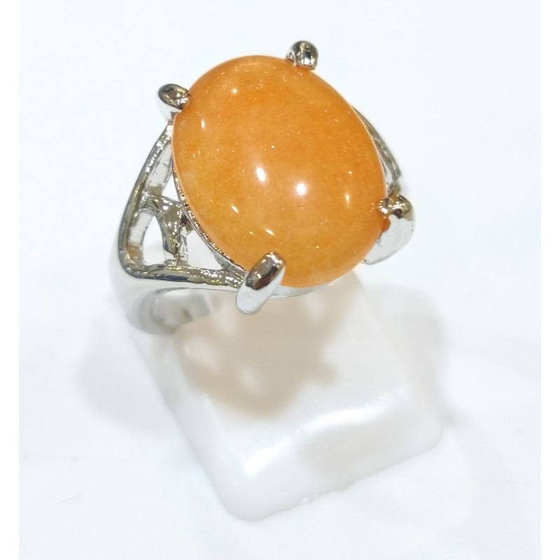 Bague Aventurine Orange Acier Inox Taille 54