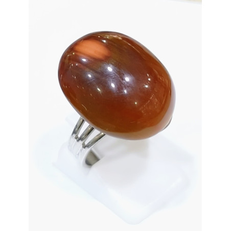 Bague Cornaline Acier Taille Réglable