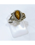 Bague Œil de Tigre Argent 925 Taille 53