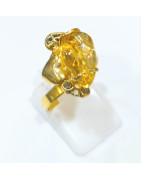 Bague Citrine Laiton Taille Réglable 55 à 58