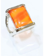 Bague Agate de Feu Acier Taille 50