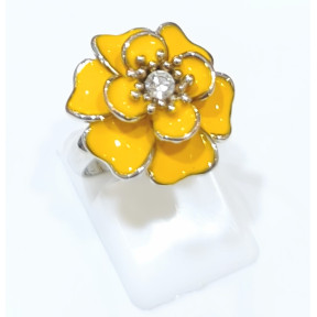 Bague Email Fleur Jaune Taille Réglable