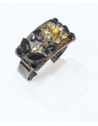 Bague Swarovski Acier Noir Taille Réglable 57 à 60