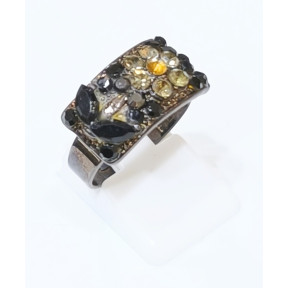 Bague Swarovski Acier Noir Taille Réglable 57 à 60