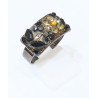 Bague Swarovski Acier Noir Taille Réglable 57 à 60