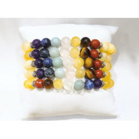 Bracelet Calcite Jaune 7Chakras Pierres Rondes 8mm