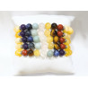 Bracelet Calcite Jaune 7 Chakras avec Inserts Acier Crénelés Pierres Rondes et Facettée 8mm