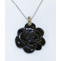 Pendentif Onyx Fleur Argent 925 avec Chaîne 44 + 2 cm