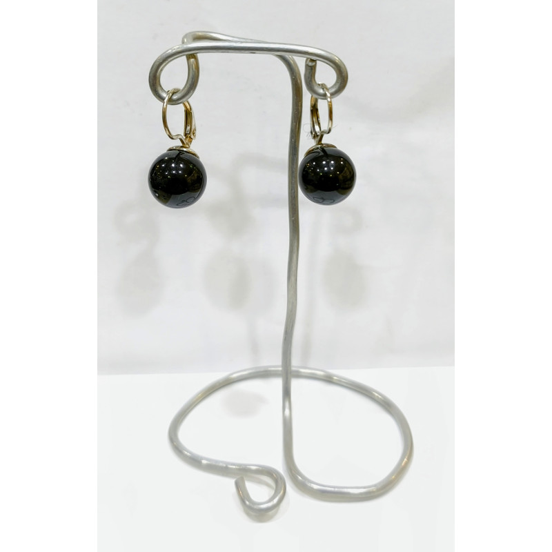 Boucles Onyx Boules Argent 925
