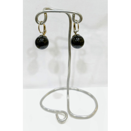 Boucles Onyx Boules Argent 925