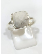 Bague Howlite Argent 925 Taille Réglable 53 à 60