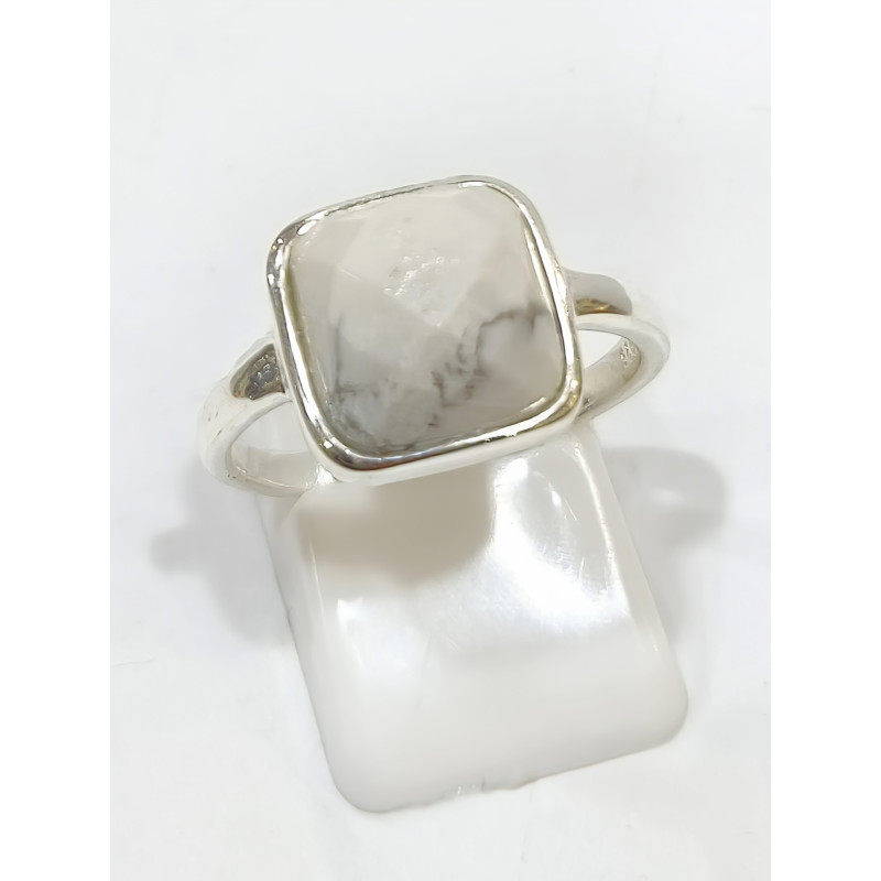 Bague Howlite Argent 925 Taille Réglable 53 à 60