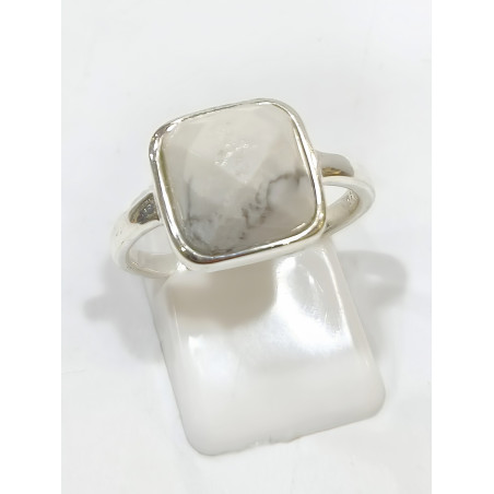 Bague Howlite Argent 925 Taille Réglable 53 à 60