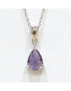 Pendentif Améthyste Facettée et Chaîne 44 + 2 cm Argent 925