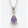 Pendentif Améthyste Facettée et Chaîne 44 + 2 cm Argent 925