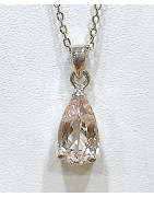 Pendentif Morganite Facettée et Chaîne 44 + 2 cm Argent 925