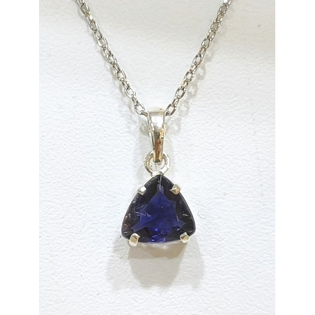 Pendentif Tanzanite Facettée et Chaîne 44 + 2 cm Argent 925