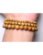 Bracelet Jaspe Bois pierres rondes